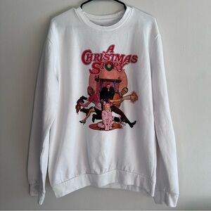 Ripple Junction A Christmas Story White Graphic Crewneck Sweater